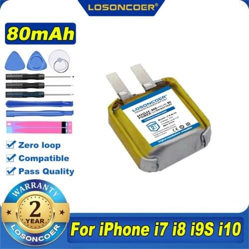 2pcs/Lot 80mAh Battery For Iphone I7 I8 I9s I10 For Xiaomi For Huawei Bluetooth Unlimited Headset Battery Deaf-aid