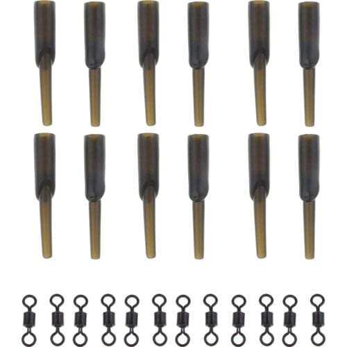 24pcs ABS Safety Lead Clips Copper 4# Rolling Swivels Hair Rigs Carp Fishing Tackle Set