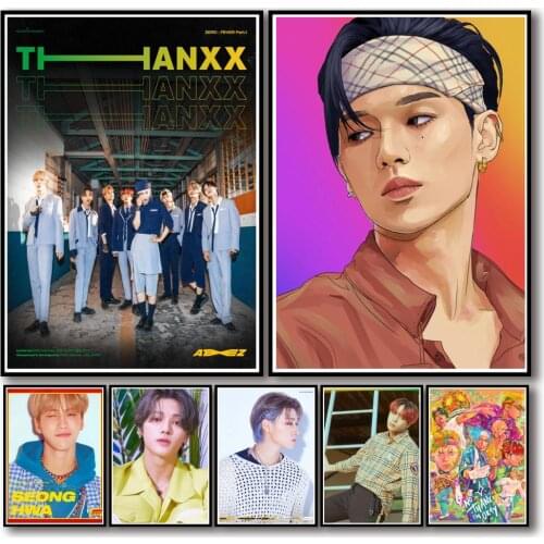 50 Designs Ateez Whitepaper Poster Artwork Fancy Wall Sticker for Coffee House Bar