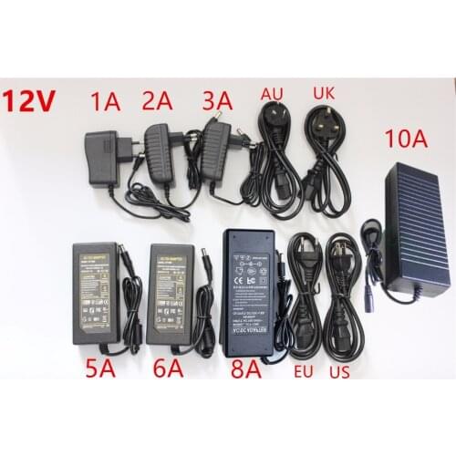 2A 3A 5A 6A 8A 10A Led Power Supply Adapter 110V 220V to DC 12V Led Driver For 5050 3528 5630 LED Strip EU UK AU US Plug Socket
