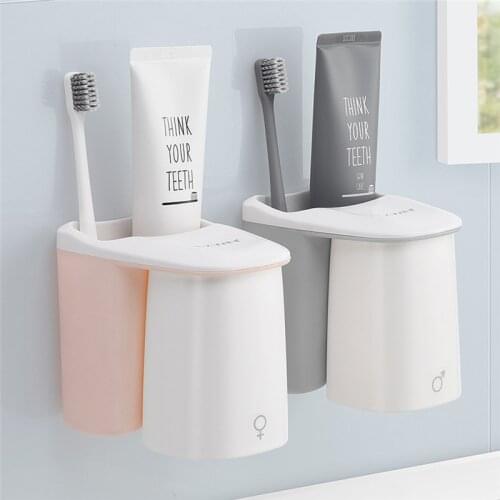 Bathroom Accessories Toothbrush Holder Toothpaste Storage Organizer Glass for Toothbrushes Shelf Magnetic Adsorption with Cup