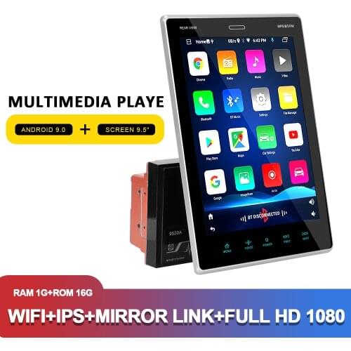 Bluetooth GPS IPS Touch Screen Mobile Phone Interconnection 2 Din Auto Radio Car MP5 FM BT 9.5" HD Multimedia Player Wifi 1+16G