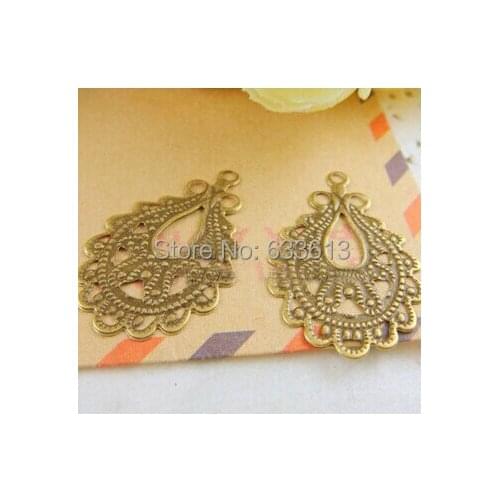 Free ship!! 18*27mm antique bronze Connection hanging piece metal pendant - filigree stamping spacer for jewelry making