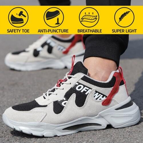 Steel Toe Shoes Men Labor Protection Breathable Boots Non-slip Anti-Smashing Anti-Stabbing Puncture Proof Wearable Soft Light Co