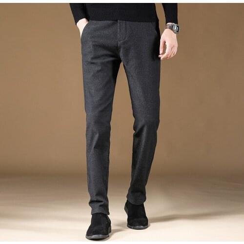 Pants Men Autumn Spring Business Casual Trousers Brand Clothing Mens Long Straight Cotton Male Regular Full Length
