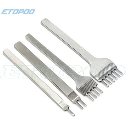 DIY eather Hole Punches Stitching Punch Tool Stainless 3/4/5/6mm Pitch Prong Piercer Tools for Leather