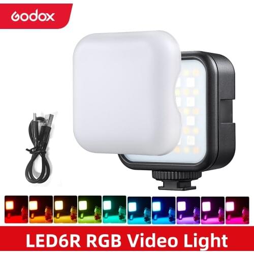 Godox LED 6R RGB LED Video Camera Light 13 FX Effects 1800mAh Li-ion Battery for Vlog Video Light PK Ulanzi VL49 LED Lighting