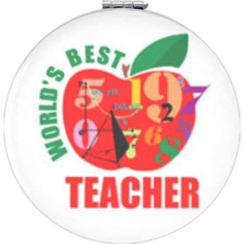 JWEIJIAO Best teacher Folding Compact mirror Hand Mirror happy teachre' day pocket mirror for girls History teacher espejo FQ476
