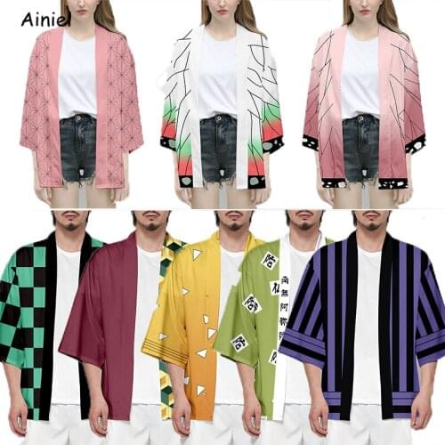 Demon Slayer Cosplay Demon Kimono Kimetsu no Yaiba Kamado Nezuko Coat Agatsuma Zenitsu Costume Tomioka Giyuu Jackets Halloween