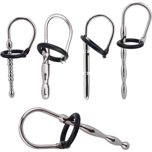 Metal Urethral Toys 2 Pieces Penis Rings Bdsm Cock Sex Toys For Men Masturbators Metal Catheters Dilator Penis Urethral Plug