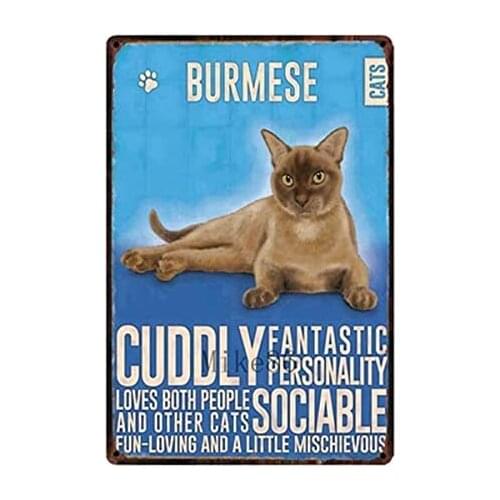 Tin Sian I Love My Cat Tabby Cat Cute Metal Sign Poster Vintage Street Garage Street Family Cafe Bar Kitchen Farm Wall