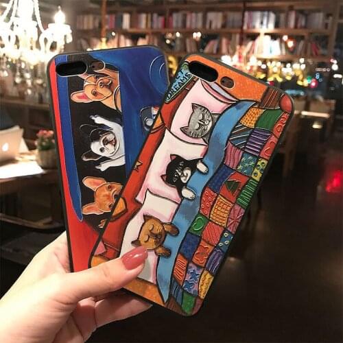 Cute Dogs 3D Embossed Phone Case for iPhone 11 12 Pro MAX XS MAX XR 8 7 6 Plus Soft Back covers for Samsung Series fit Girl Capa