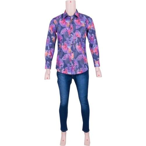 Stock Size Bazin Riche Traditional African Printing Man Shirt Long Sleeve Cotton Dashiki African Men Clothes XH167