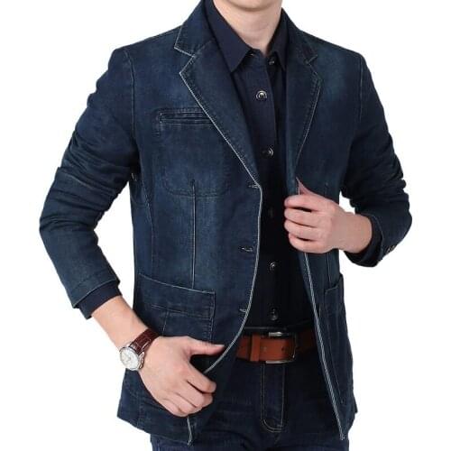 2018 Leisure Denim Blazer Masculino Slim Fit Spring Autumn Jeans Suit Jacket Fashion Design Blaser Men Costume Homme Terno