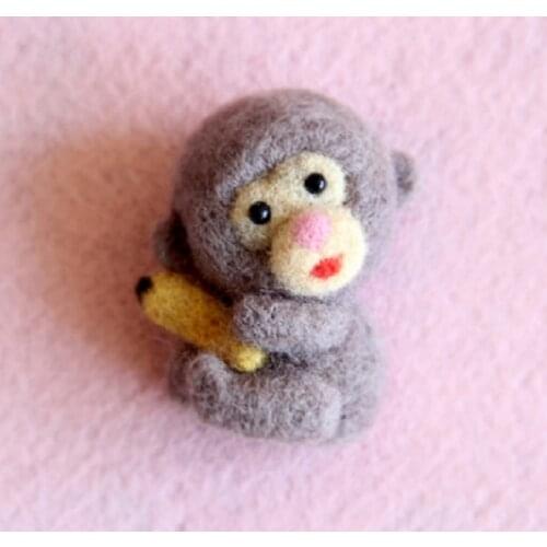 Monkey Needle Felting Kit for Beginners, Handmade Felt Crafts, Handicraft Felt, Wool Felt Kit, Creativity Kit, English Manual