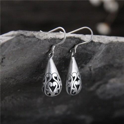 2018 New Brinco Hollow Out Water Droplets Form Dangler Personality Thai Restoring Ancient Ways Only Beautiful Earrings Allergy