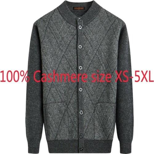 New Arrival Winter Thick Sweater 100% Cashmere Men Cardigan Loose Warm Knitted Jacket Large Computer Knitted Plus Size XS-4XL5XL