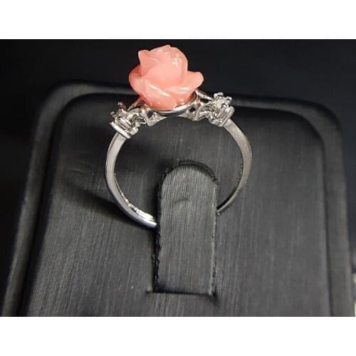 New Style Fashion Gem Carving Flower Ring with Silver Plated Opening Adjustable Ring Best Friend Promise Girl Ring
