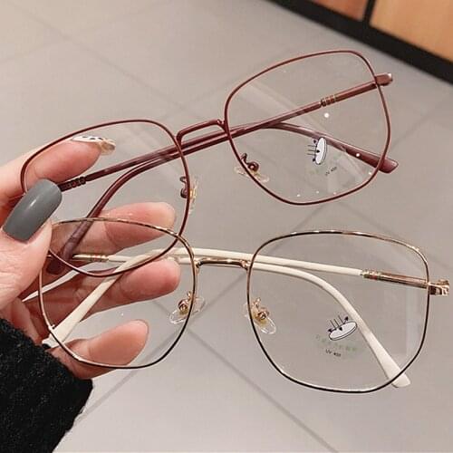 Men Women Anti-blue Light Glasses Frame Vintage Large Square Eyeglasses Blocking Blue-ray Oversized Spectacles Frames 2021