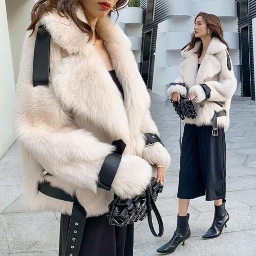 Hot Real Wool Coat Thick Warm Nature Fur Coats Women New Winter Clothes Ladies Outer with Ajustable Waist