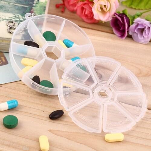 Portable Mini Plastic Medicine Pill Compartment Box Case Storage Tablet Cutter/Round Convenient Clear Storage Box Pill Holder