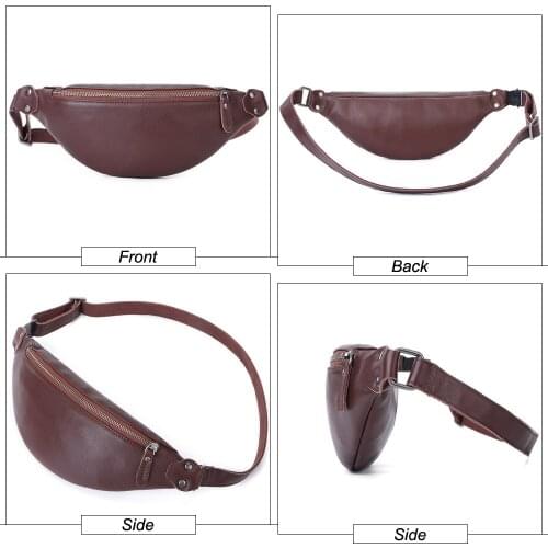 Genuine Crazy Horse Leather Waist Packs For Men Travel Fanny Pack 120cm Belt Length Male Small Waist Bag For Phone Pouch