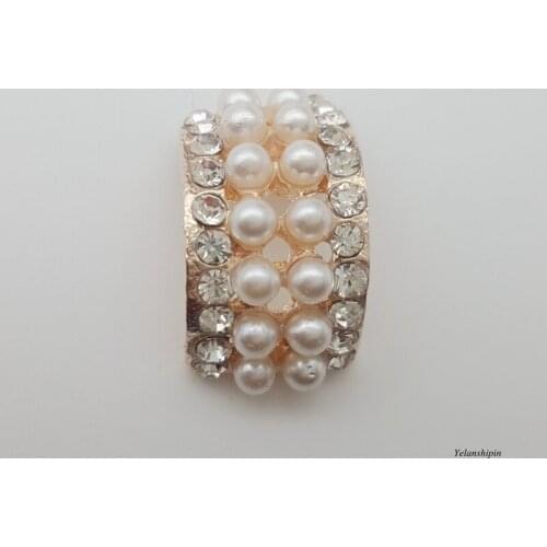 30pcs/lot Crystal Metal Alloy Button For Headband Accessory Arc Bow Rose Gold Rhinestone Buttons For DIY Hair Clip Napkin Ring