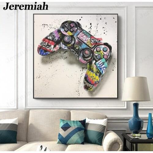 Modern Creative Graffiti Canvas Poster Gamepad Picture Print On The Wall Artist Home Decoration Frameless Painting