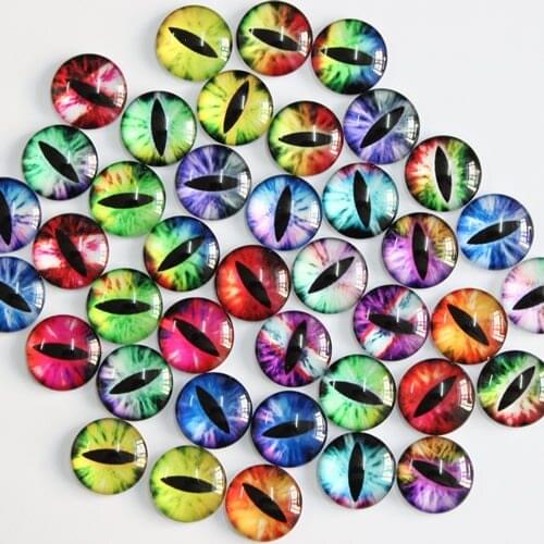 8 10 12 14 16 18 20 25 30mm Random Mixed Dragon Eyes Round Glass Cabochon Flatback Photo Dome Jewelry Pendant Settings K05522