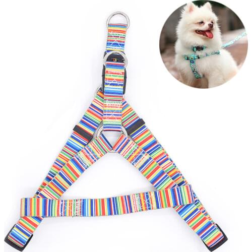 New Outdoor Pet Supplies Dog Collar Suitable Dog Harnesses Cat Vest Cute Printed Adjustable for Teddy Chihuahua Blue Puppy Leash
