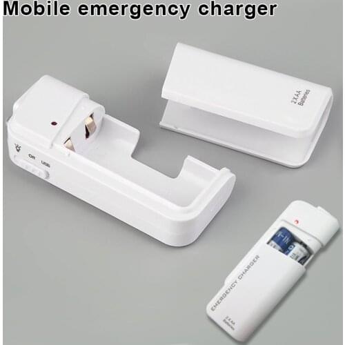 Universal Portable USB Emergency 2 AA Battery Extender Charger Power Bank Supply Box LED Power Indicator For Air Travel, Camping