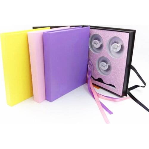 Wholesale colorful print logo three pairs Case Empty box Mink False Eyelash Packaging Logo Glitter Paper magnetic Box makeup