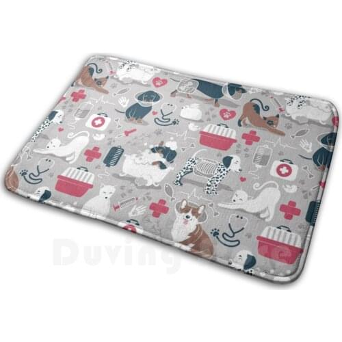 Veterinary Medicine , Happy And Healthy Friends / / Grey Background Red Details Navy Blue White And Brown Cats Dogs And Other