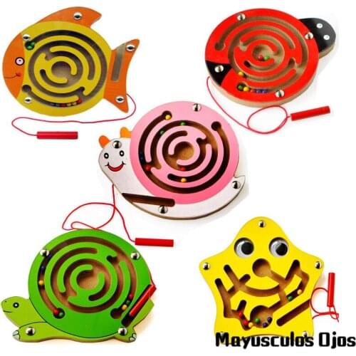 ZH 1PC Trumpet Animal Magnetic Grip Rollerball Maze Nursery Baby Ball Toys