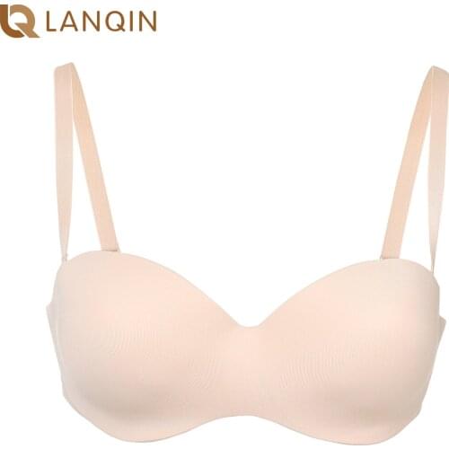 Womens Plus Size Strapless Bra Lightly Lined Underwire Molded Silicon Convertible