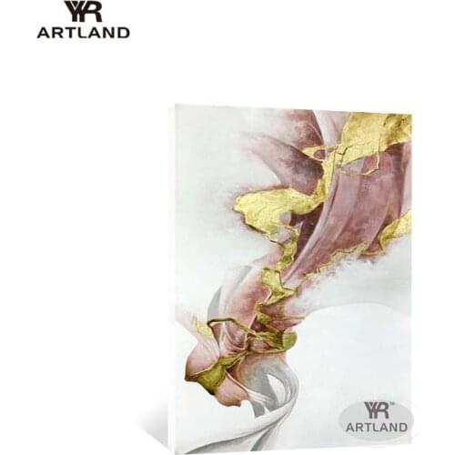 Cuadros decorativos gold and pink abstract poster Hand painted oil painting on cavnas wall art picture for living room Entrance