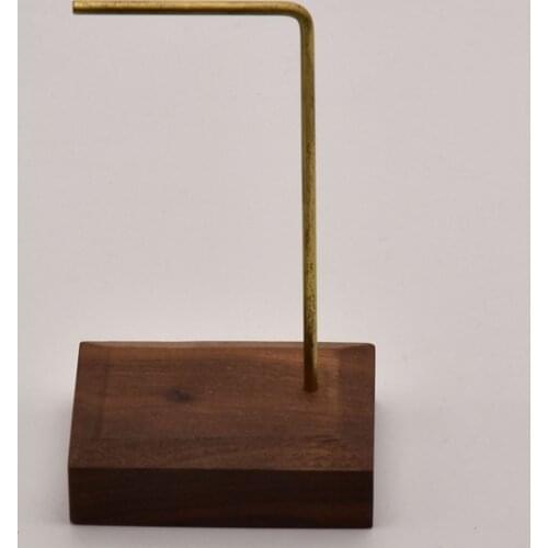 1 Pcs 120mm*65mm Wooden Base Alloy Pole Bracelet And Earrings Display Earring Stand Jewelry Rack Wholesale Accessories JA0444