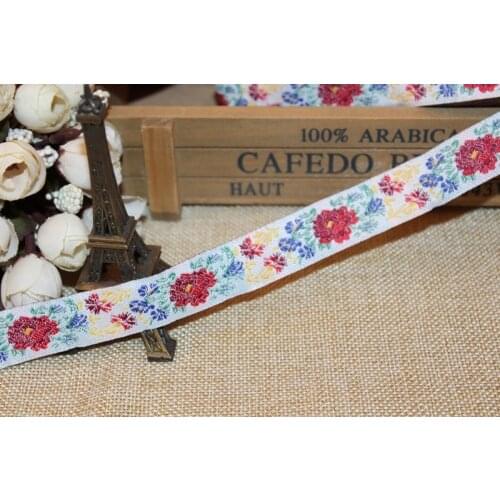 10 yards/lot wide 1.9cm Woven Jacquard Ribbon rose flowers