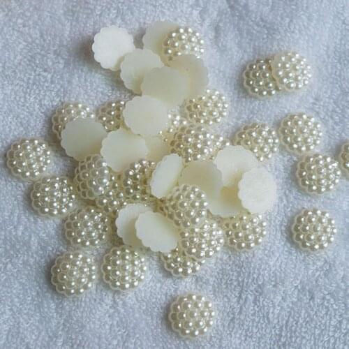 100pcs White Flower Simulated Half Pearl Beads Decoration DIY Making Crafts Supplies Flat Back Cabochon Bead For Clothes Jewelry