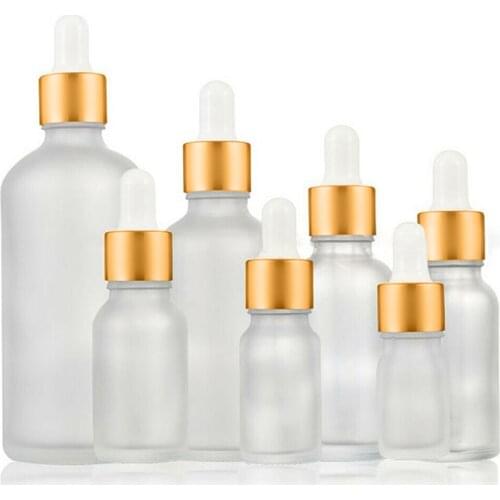 5pcs 5/10/15/30/50/100ml Glass Dropper Bottles Cosmetic Perfume Container For Essential Oils Massage Pipette Bottles Refillable