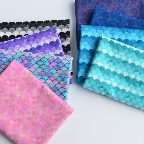 50x130cm Mermaid Gradual change Fish-scale pattern Cotton Fabric for Tissue Sewing Quilting Fabrics Needlework Material DIY