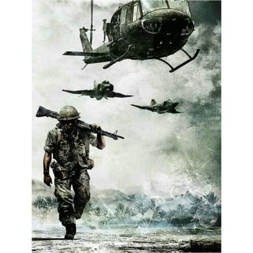 5d Diamond Painting Soldier Helicopter Picture Full Square Rhinestone Diamond Mosaic Sticker Home Decoration