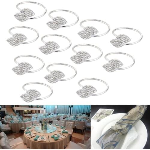 6/12pcs Two Leaf Clover Napkin Rings Handmade Serviette Buckle Holder Wedding Restaurant Hotel Kitchen Dinner