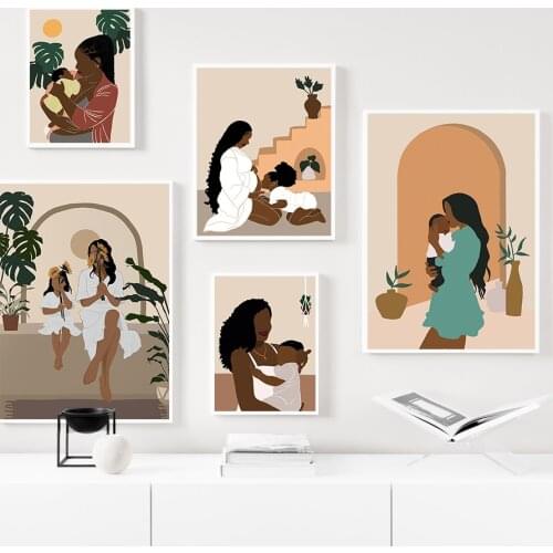 Pregnant Woman Mother Baby Girl Abstract Wall Art Canvas Painting Nordic Posters And Prints Wall Pictures For Living Room Decor