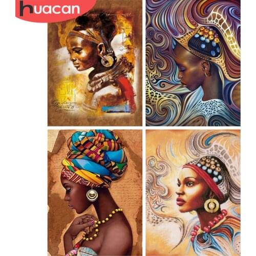 HUACAN Diamond Embroidery Portrait DIY Diamond Painting South African Girl Full Square Drill Home Decor Picture Of Rhinestone