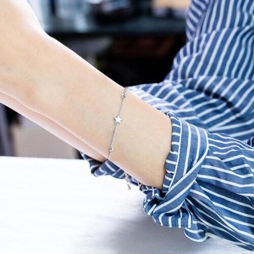 Elegant Chain Bracelet Silver Color Beads Stars Charm Bracelet For Women Snake Link Chain Bracelet Jewelry Gift