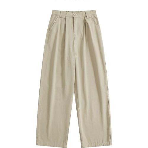 Womens Casual Pants Fashion Overalls Korean High Waist Straight Pants Loose Elastic Black Pants Women Trousers