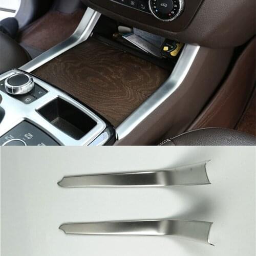 Center Console Water Cup Holder Trim Strips For Mercedes Benz ML GL GLE GLS 2012-2019 Stainless Steel Car Styling Accessories