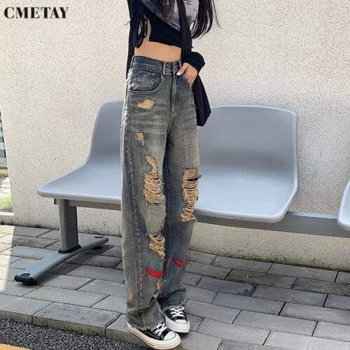 Женские рваные джинсы CMETAY China At AliExpress