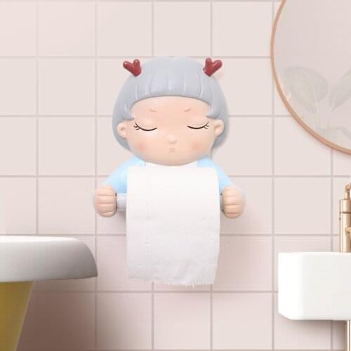 The Sweet Girl Toilet Paper Holder Toilet Hygiene Resin Tray Free Punch Hand Tissue Box Household Paper Towel Holder